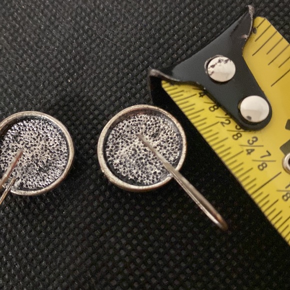 Vintage Black onyx in silver metal design frame pierced earrings with necklace - Picture 8 of 13